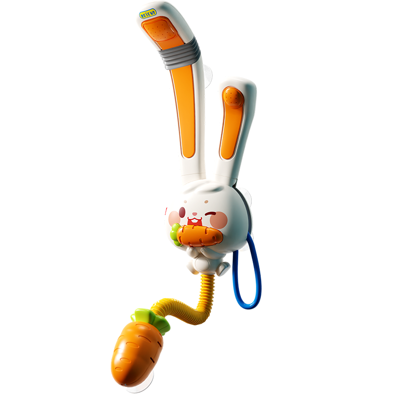 贝恩施儿童洗澡玩具婴儿宝宝戏水电动喷头花洒男孩女孩沐浴玩水神器 【电池款】兔子花洒
