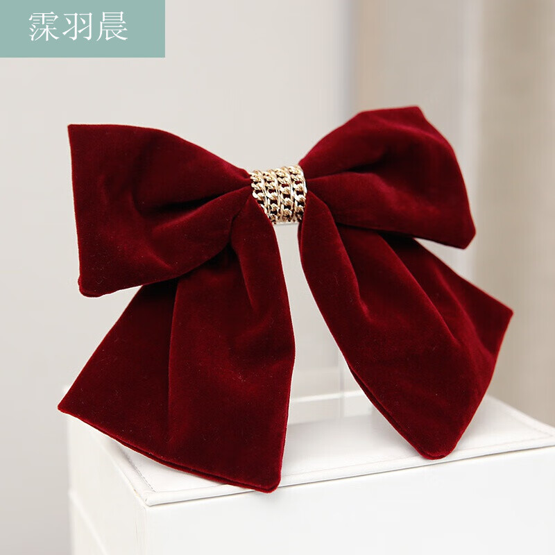 风发饰酒红色蝴蝶结发夹新娘婚礼敬酒服简单大气订婚发卡头饰 款式 一
