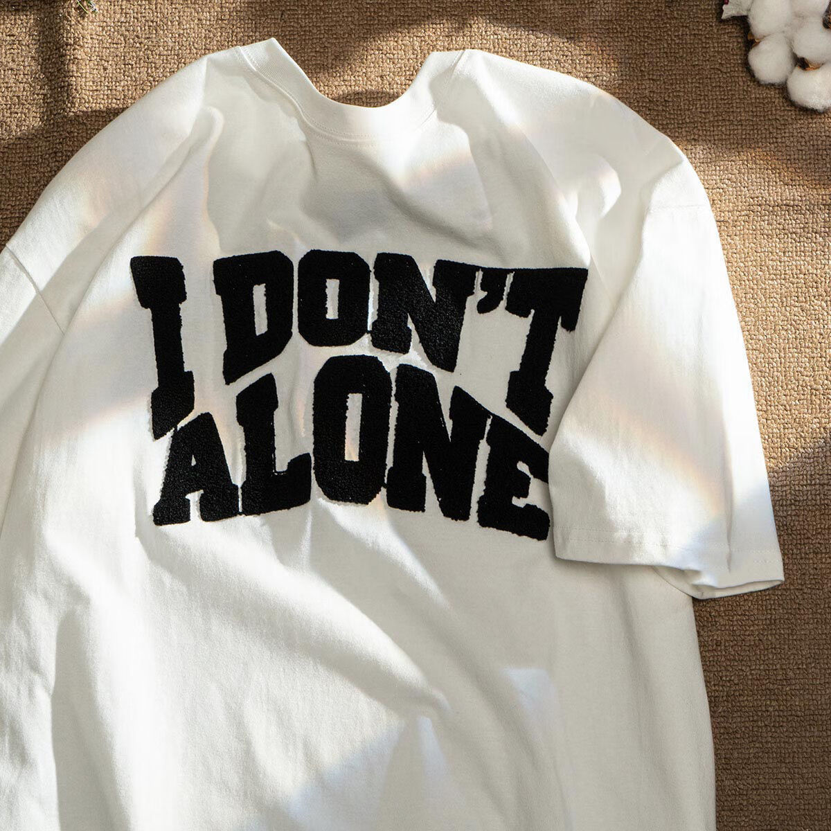 熊迪明日系字母刺绣短袖t恤男女情侣上衣宽松百搭新款sn4473 (idon)