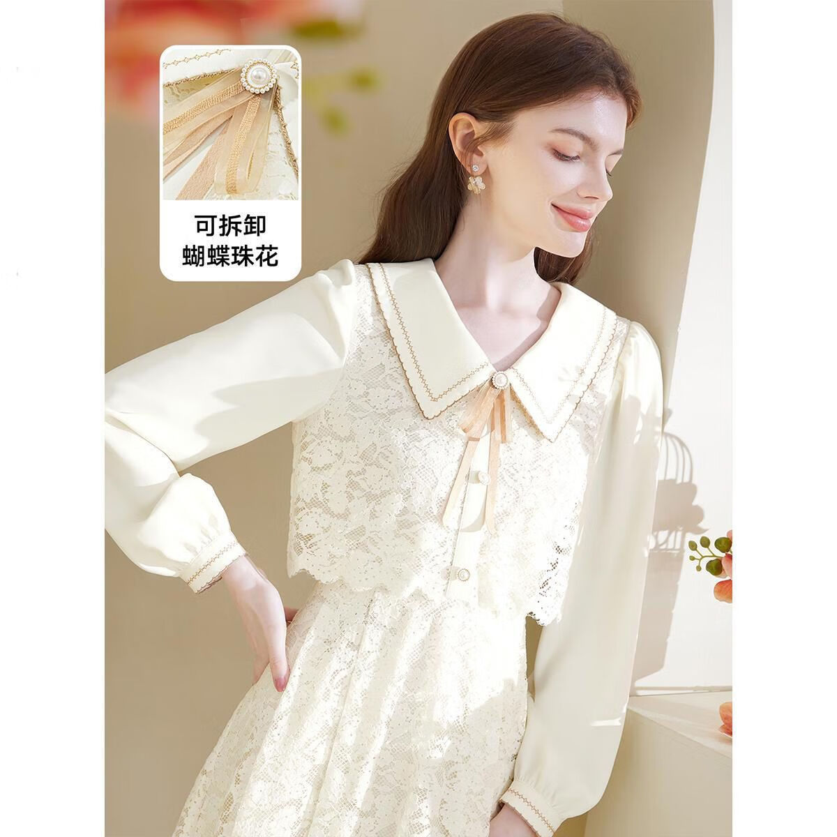 珈岑复古宫廷风连衣裙女冬季假两件小香风连衣裙女年秋冬新款加绒