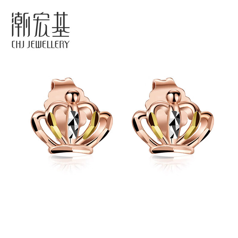 潮宏基 CHJ JEWELLERY 皇冠公主梦 18K金彩金耳钉 EEK30001886