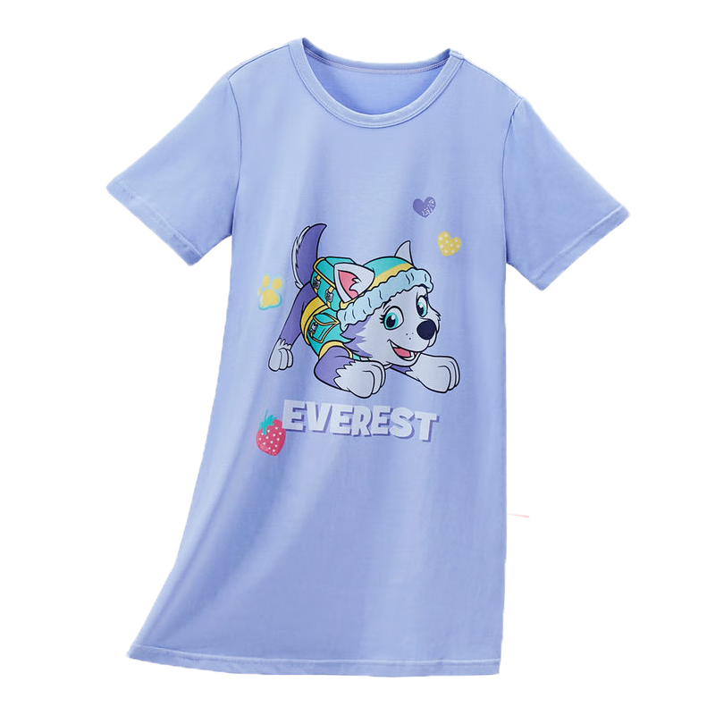 汪汪隊(duì)立大功（PAW PATROL）兒童睡裙女童睡衣女孩家居服夏季短袖寶寶小孩學(xué)生休閑裙 PA1151紫色珠珠睡裙 130 建議身高120-130cm