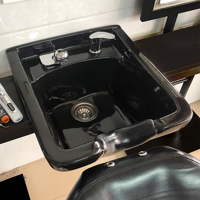 陶瓷台上男士理发店洗头盆发廊洗头池洗头床美容院陶瓷洗头盆 白色单