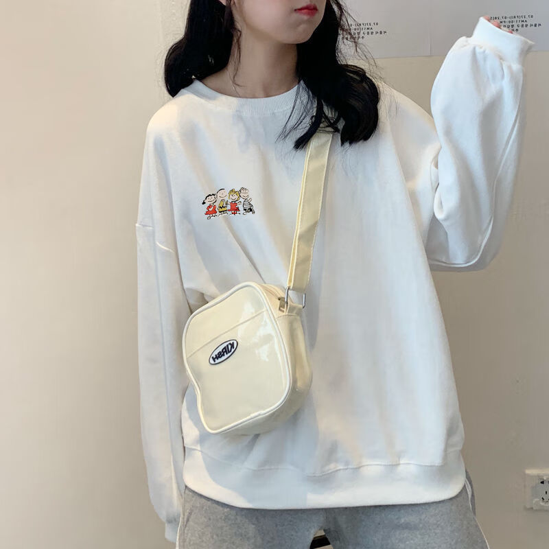 款圆领卫衣女2021秋季新款慵懒风学院风韩版学生宽松长袖上衣潮休闲装