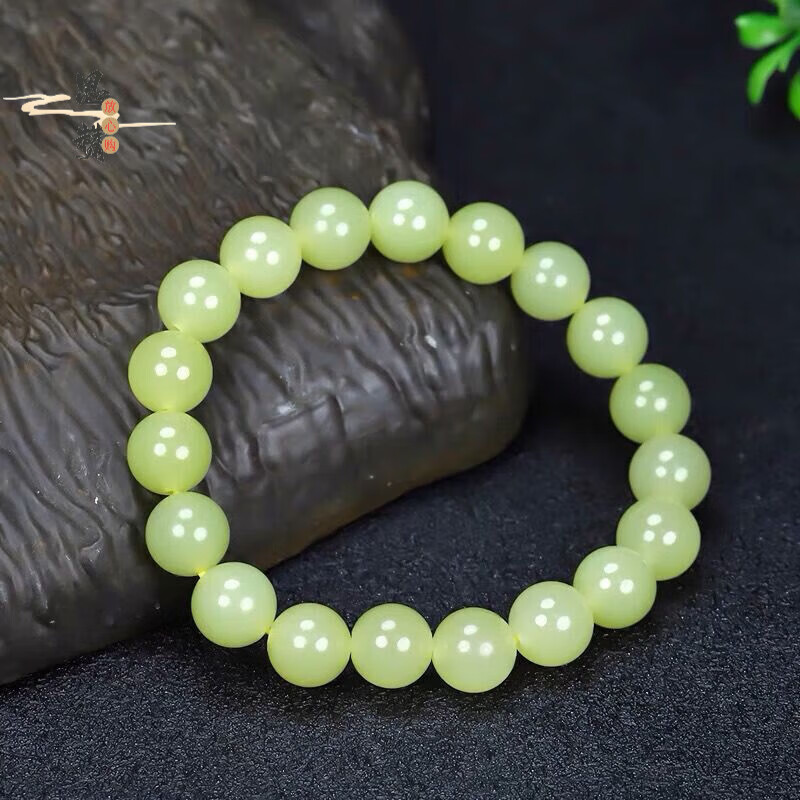 奢曼蒂(shemandi)若羌黄口和田玉黄玉手串 新疆料机油黄柠檬黄玉石