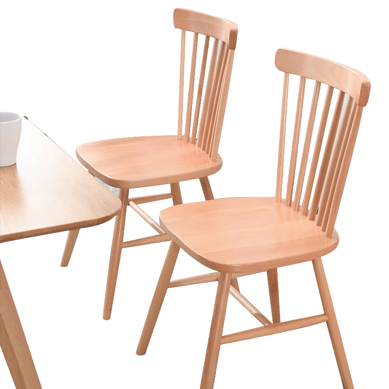 爱必居实木餐椅北欧椅现代简约家用靠背椅子温莎椅原木色100014655212