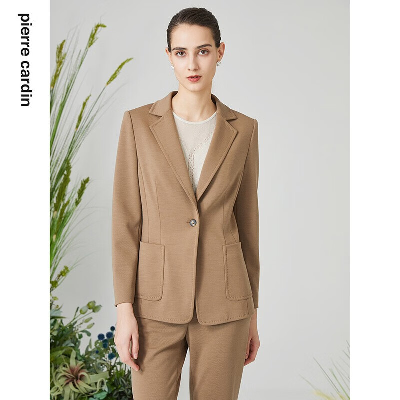 皮尔卡丹（pierre cardin）女装2023年春季新款干练轻商务羊毛西服P3135U3073M0 驼色 42B(175/100B)