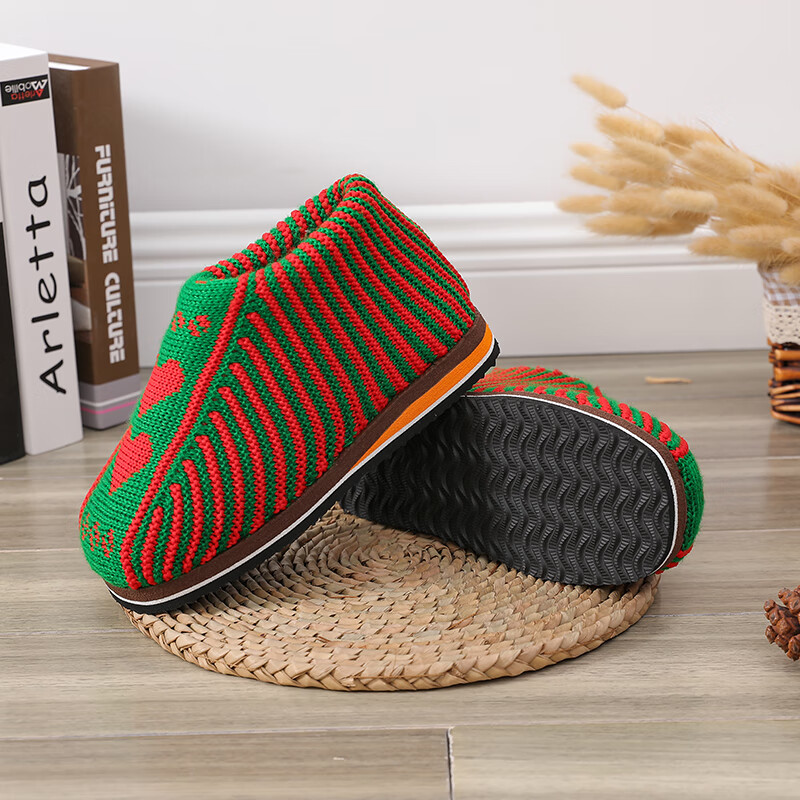 冬季毛线鞋子女加厚纯手工棉鞋纺织 爱心款 36-37【适合34-35码的脚】