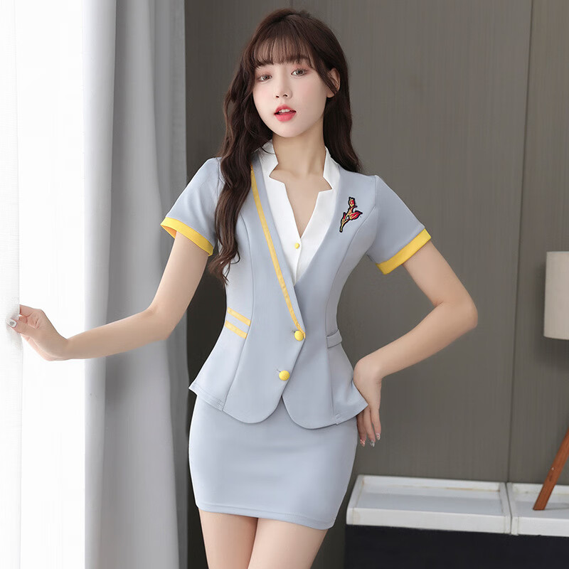 思慕登新款美容院工作服足浴足疗空姐装套装性感沐足技师服桑拿服装