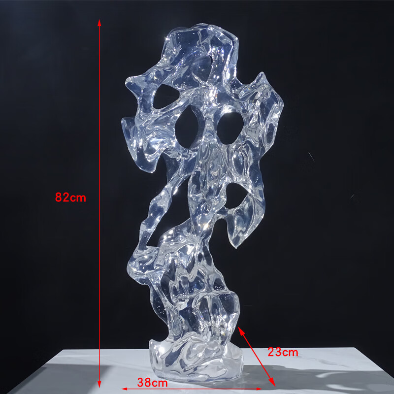 梦流年现代抽象大型透明树脂雕塑太湖石摆件酒店售楼处样板间软装工艺