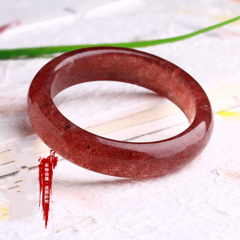 gmay天然草莓晶手镯 鸽血红水晶草莓晶手镯女士专款 圈口54mm-55mm
