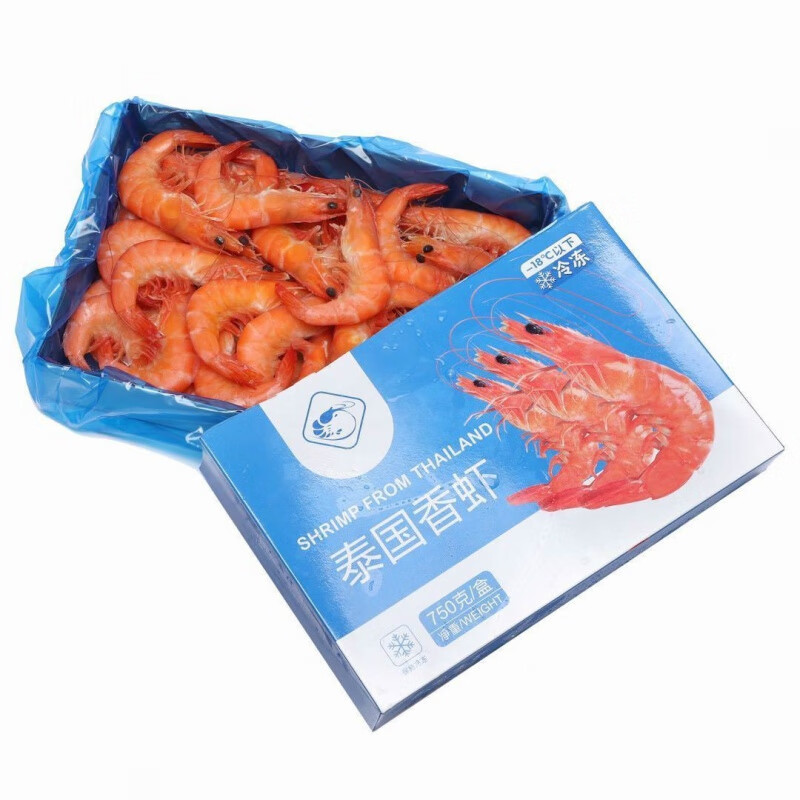 鲜木 泰国香虾750g/盒 泰虾大虾熟虾新鲜冷冻泰国虾海鲜水产顺丰 【30