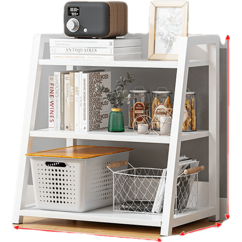 嘉际 落地客厅家用杂物收纳架子储物架展示架房间置物柜卧室 白色50cm三层 组装-破损补发配件