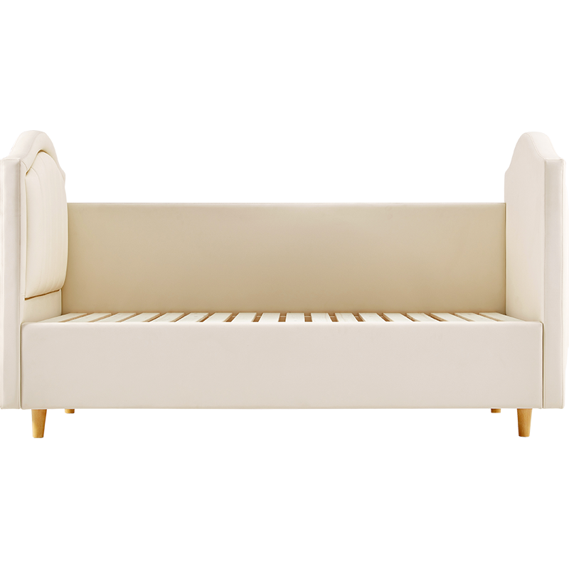 林氏木业女孩公主床卧室宝宝儿童床护栏软包婴儿拼接床家具LS363【米白色】LS363RC1床底无储物床,0.6*2.0m