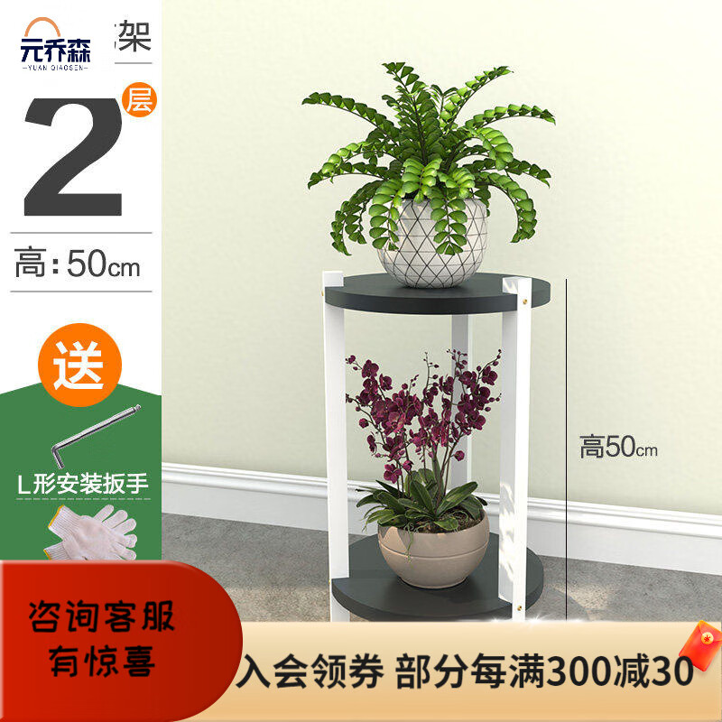 花台铁艺花架子置物架花架客厅落地组合圆形花台阳台绿萝吊兰植物架白柱黑板50中等