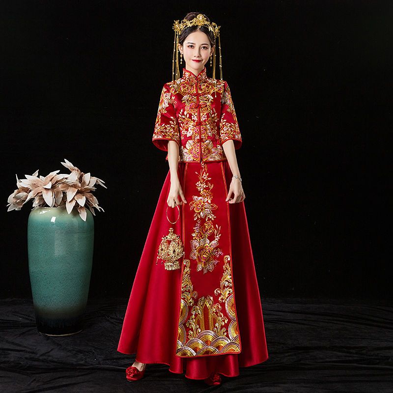 杭馨咚夏季秀禾服新娘2023新款中式结婚礼服嫁衣敬酒服薄款出阁服禾秀服 0915简款中袖 L高性价比高么？