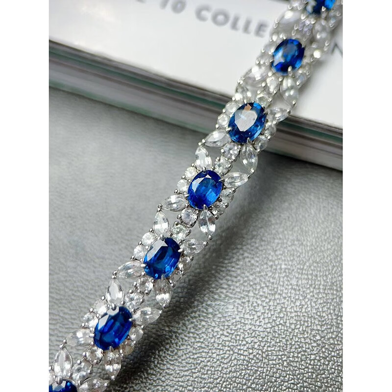 皇家矿工 蓝宝石手链珠宝首饰彩宝手饰18K金镶钻 金重13.26克 主石10.27ct