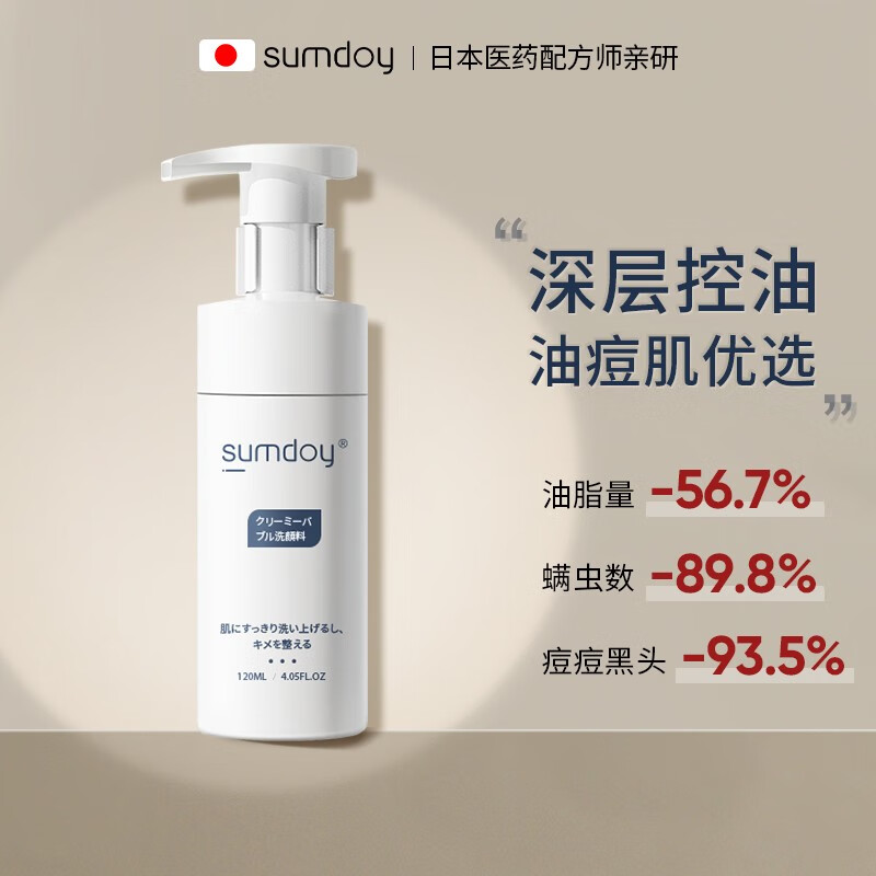 SUMDOY日本进口洗面奶氨基酸男女士控油祛痘除螨去黑头洁面慕斯 120ml（除螨祛痘）怎么看?