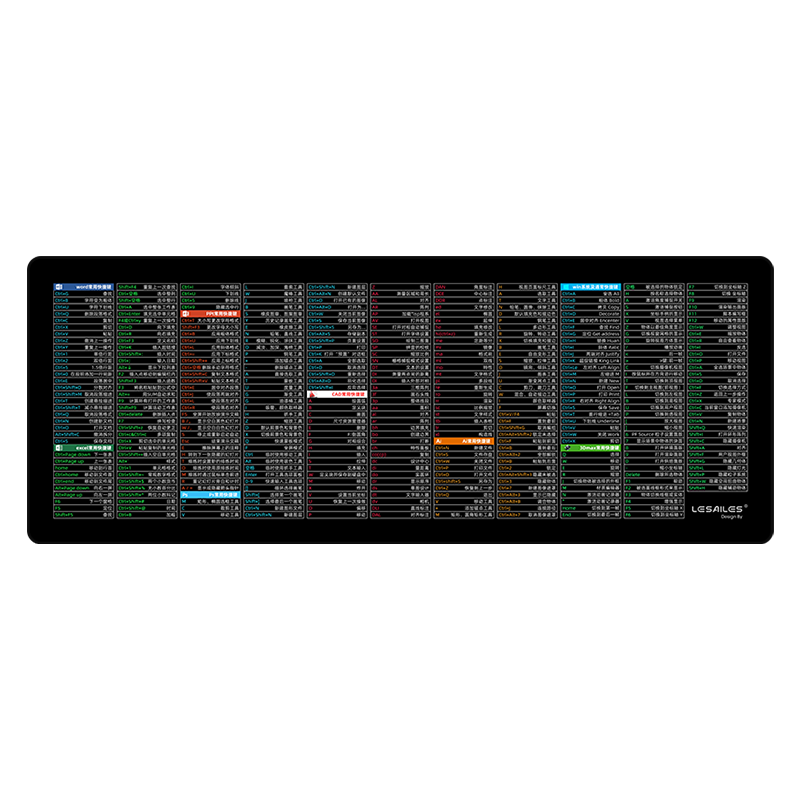 LESAILES 飞遁 快捷键系列 鼠标垫 800*300*3mm 黑色