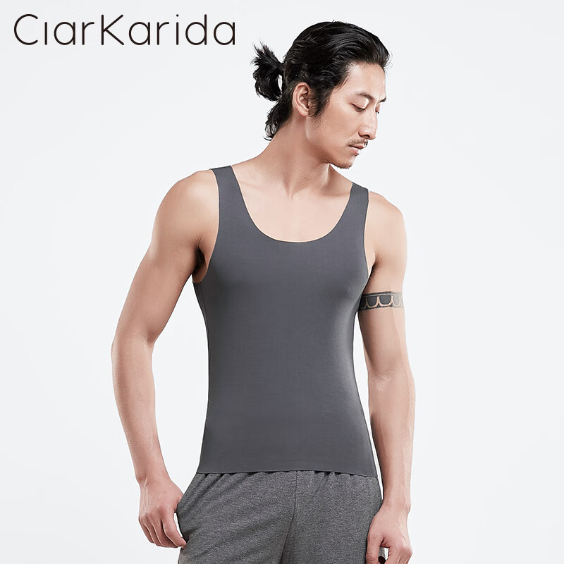 Clarkarida品质背心男士内穿打底衫莫代尔冰丝感无痕健身运动夏季跨栏背心 白色+白色(T恤2件) L【120-140斤】
