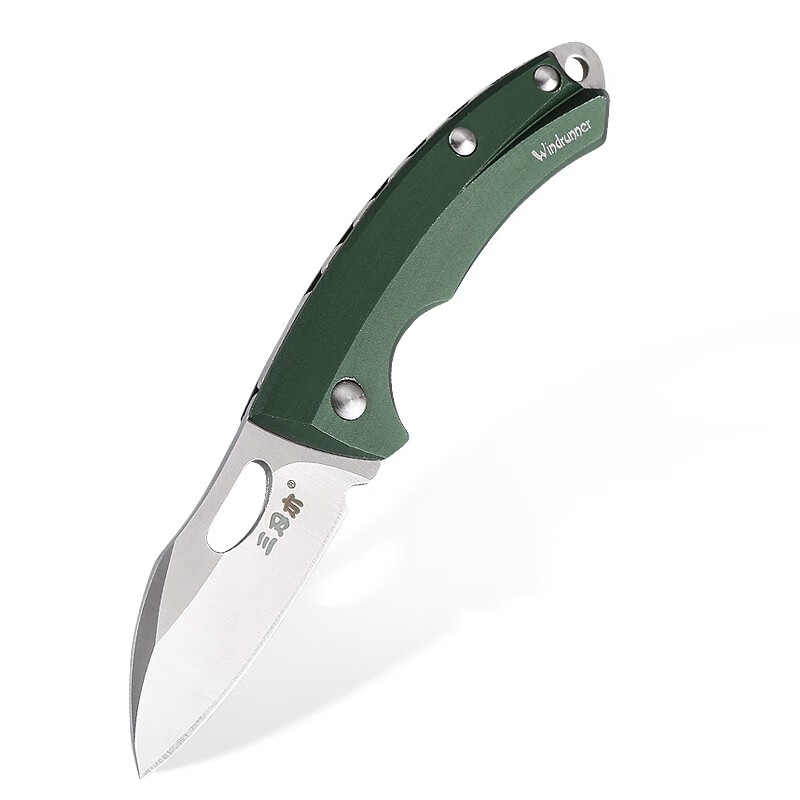 三刃木4109随身高硬度锋利户外迷你刀具双珠设计无锁定防身折叠刀 4109SUX-LP绿色