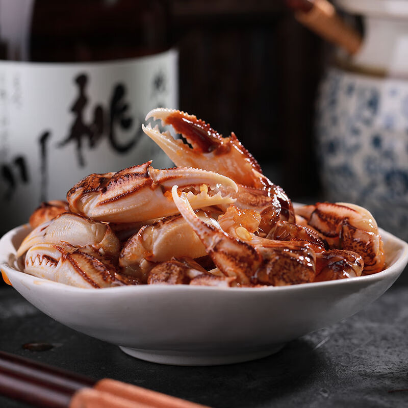 醉蟹钳小海鲜生呛大螃蟹脚梭子螃蟹脚花蟹腿罐装即食小海鲜 不辣 280g