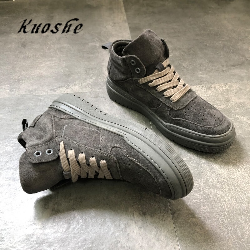 阔社品牌日系厚底沙漠靴男秋冬新款男士休闲短靴工装马丁靴百搭高帮鞋