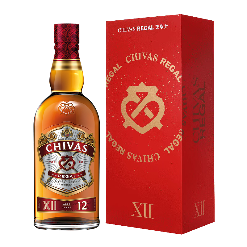 芝华士（Chivas Regal）洋酒 12年 苏格兰 威士忌 1000ml 礼盒装