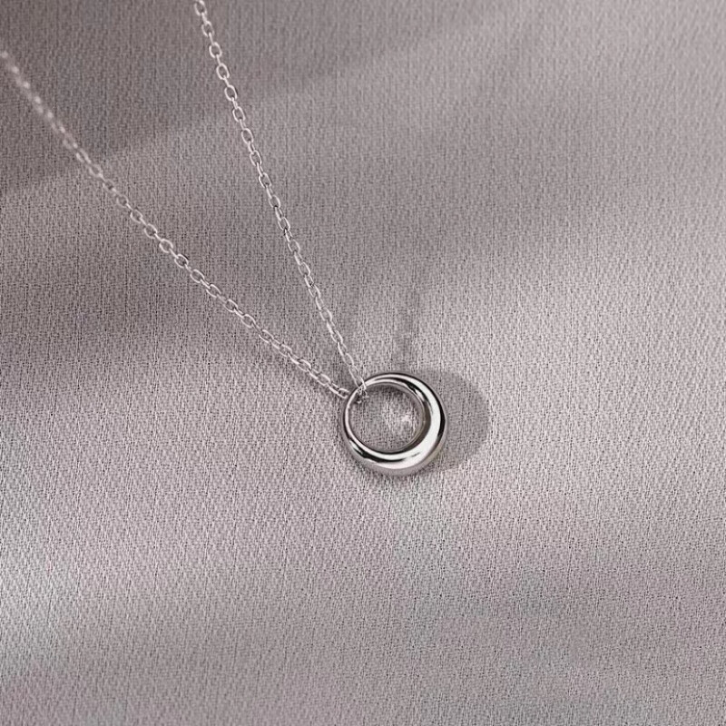 银项链女韩系气质轻奢小众锁骨链独特圆环毛衣链吊坠女 银s925材质