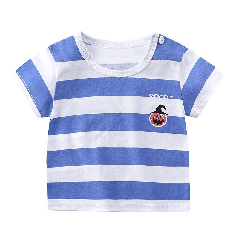 儿童短袖t恤女童夏装婴儿宝宝夏季童装男童上衣 i029-宽条南瓜 100cm.