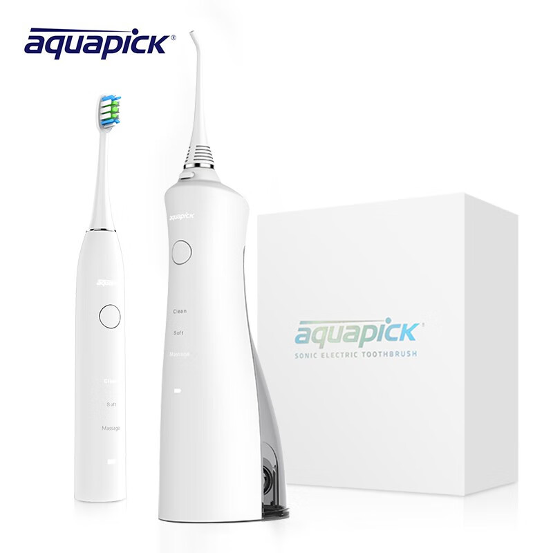【韩国】牙酷牙碧（Aquapick)便携式冲牙器 水牙线 AQ231 洗牙器 洁牙机 口腔清洁洁牙器 套装更划算（冲牙器+声波电动牙刷）