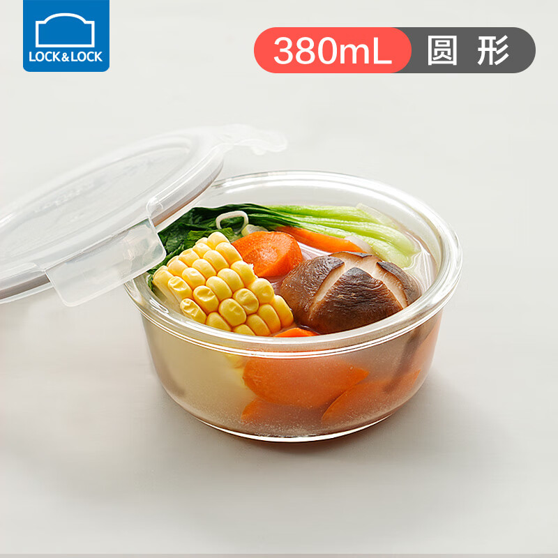 乐扣乐扣泡面碗带盖大号玻璃汤碗密封保鲜碗家用微波炉碗学生拉面碗