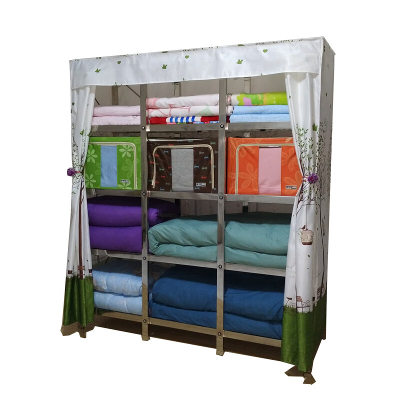 艺家达简易衣柜全钢架装放棉被子柜大号简易衣柜全钢架多层折叠储物