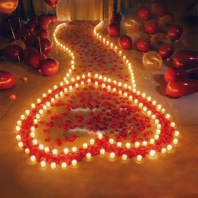 欧妮姿 浪漫求婚布置装饰道具情人节表白神器led电子蜡烛彩灯生日气球