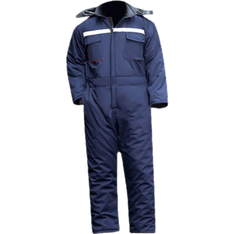 品之德 防寒連體工作服棉服加厚保暖冷庫低溫勞保棉襖棉衣 藏藍色 4XL