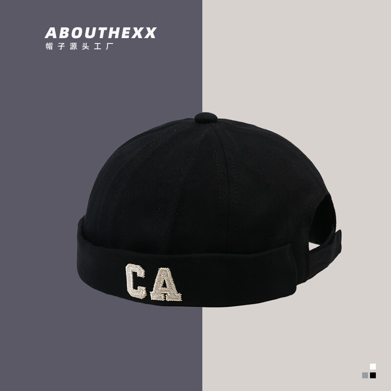 贝壳妹妹日系潮流新款瓜皮帽时尚刺绣字母ca春夏季嘻哈帽软顶百搭 ca