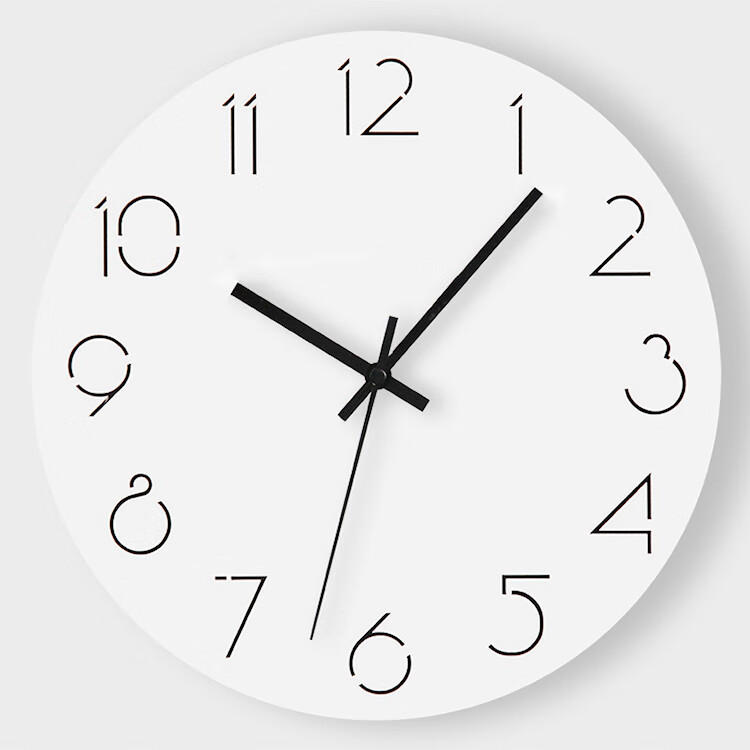 简约现代家用钟表墙上艺术大气轻奢挂钟客厅时尚挂表创意时钟 白木纹