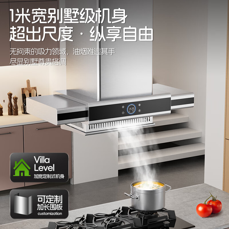 DELUNA【高端】变频升降式中岛式油烟机开放式厨房岛台吧台别墅西餐厅欧式顶吸式静音大吸力吊装抽烟机 【中岛式烟灶套装】配三眼猛火灶 液化气