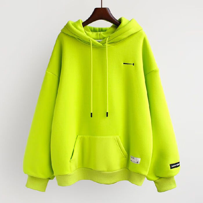 丰课(fengke)学生韩系风卫衣女生连帽戴帽冒子荧光色卫衣女秋季薄款bf