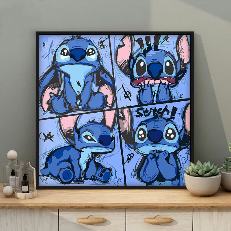 美克杰史迪仔数字油画diy手工填色画儿童卡通迷你油彩画装饰唯美挂画