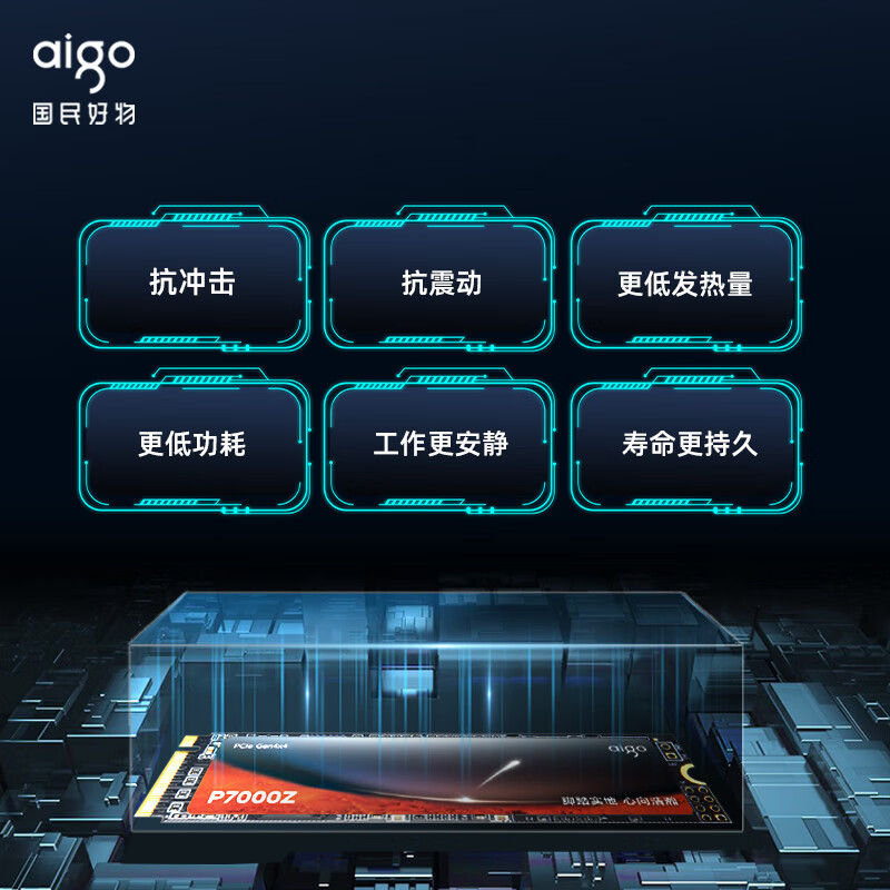 爱国者(aigo)2TB SSD固态硬盘 M.2接口(NVMe协议PCIe4.0x4)长江存储 P7000Z读速7400MB/s 适配黑神话悟空