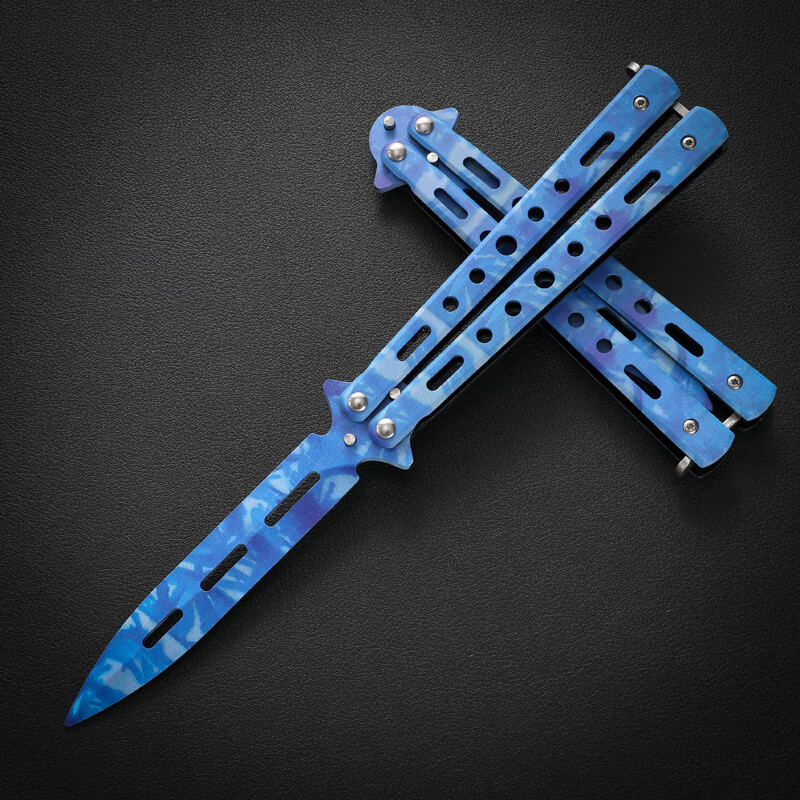 贝木惠(beimuhui)蝴蝶甩手刀csgo蝴蝶梳子折叠刀男生礼物全钢未开刃