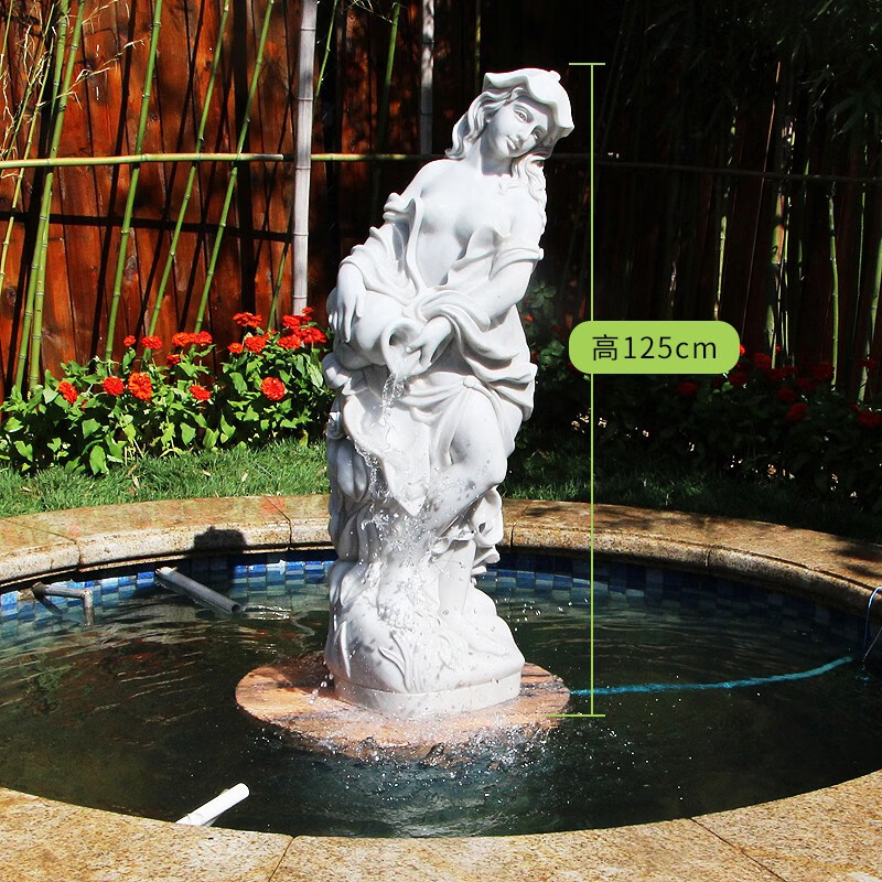 雕塑流水摆件水景石材水钵人物喷泉欧式流水喷泉石雕摆件石材雕塑尚泽