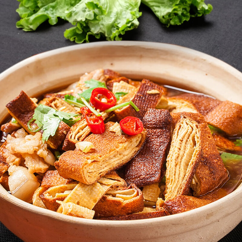 虎钢馋豹皮豆腐虎皮豆腐卤豆腐豆制品湘菜酒店饭店用半成品菜品特色