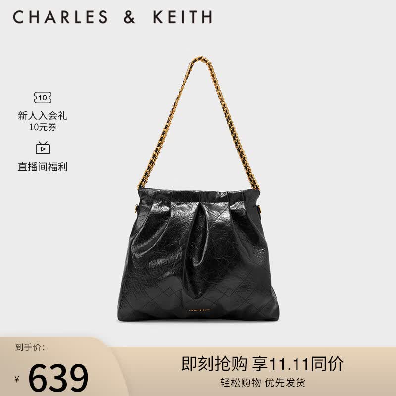CHARLES&KEITH子母链条大容量流浪包托特包单肩包斜挎包包女包软CK2-40671449 Black黑色 L怎么样,好用不?