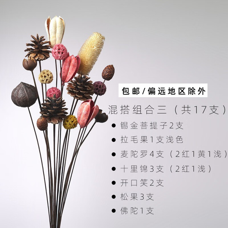 美学黑客客厅插花干花花束真花混搭落地摆设餐厅桌面松果装饰天然拍照道具 干果干花组合3怎么看?
