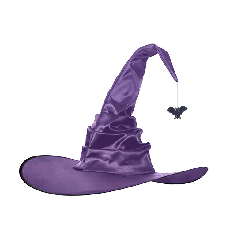 阿猫顿 万圣节帽子 COS万圣节表演道具巫师帽魔法帽巫婆帽女巫帽子南瓜 紫蝙蝠款、均码