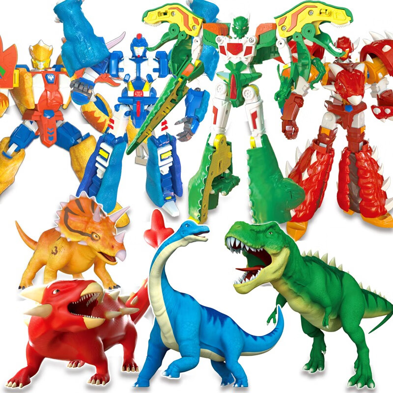 绿野客心奇爆龙暴龙战车2新奇恐龙变形机甲战龙霸王龙 豪华变形套四款