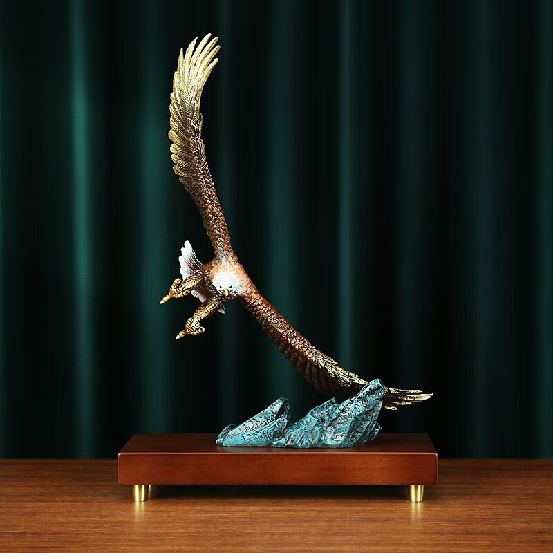 老鹰摆件 雄鹰客厅酒柜办公室公司装饰开业工艺礼品 小号 鹏程万里