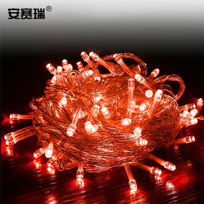 安赛瑞 led串灯 满天星led彩灯 10米100灯 装饰布置挂灯 红色 24053